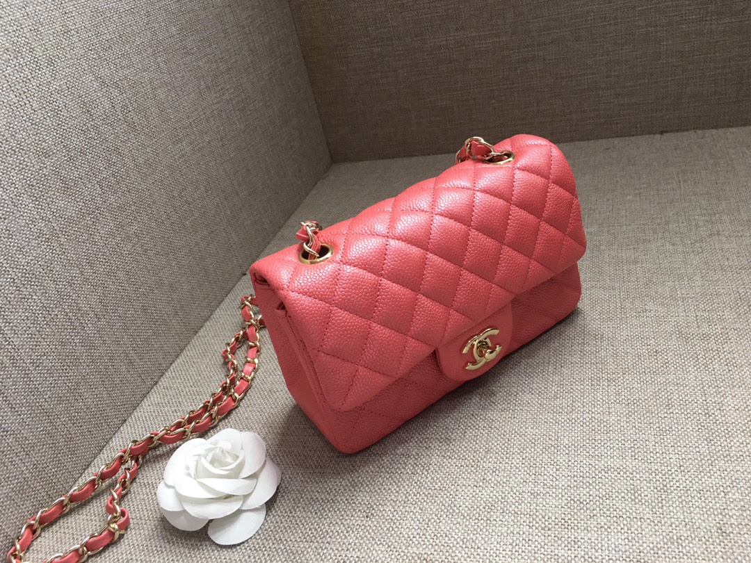 Small Classic Flap Caviar Bag A01116 Rose Pink/Gold